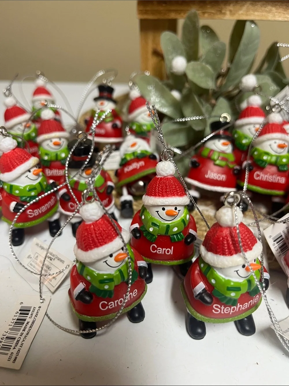 Ganz Personalized Snowman Jingle Bell Ornaments Bundle (39)